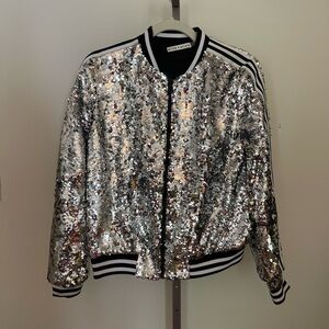Alice and Olivia silver sequin jacket